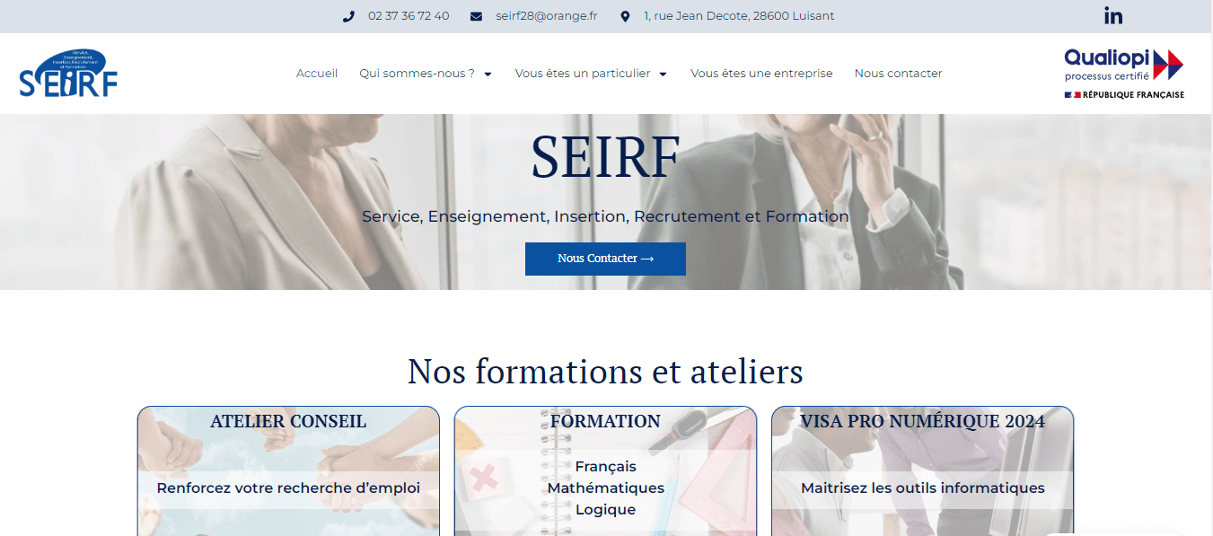 Accueil du site internet seirf.fr
